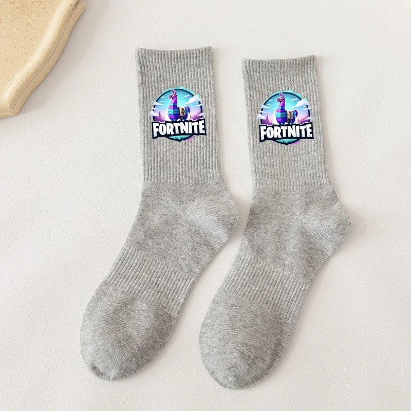 Fortnite-Socken mit Cartoon-Spielcharakter, lange Socken für Kinder und Schüler, einfarbige Baumwollsocken für Frühling und Herbst, Geburtstagsgeschenk