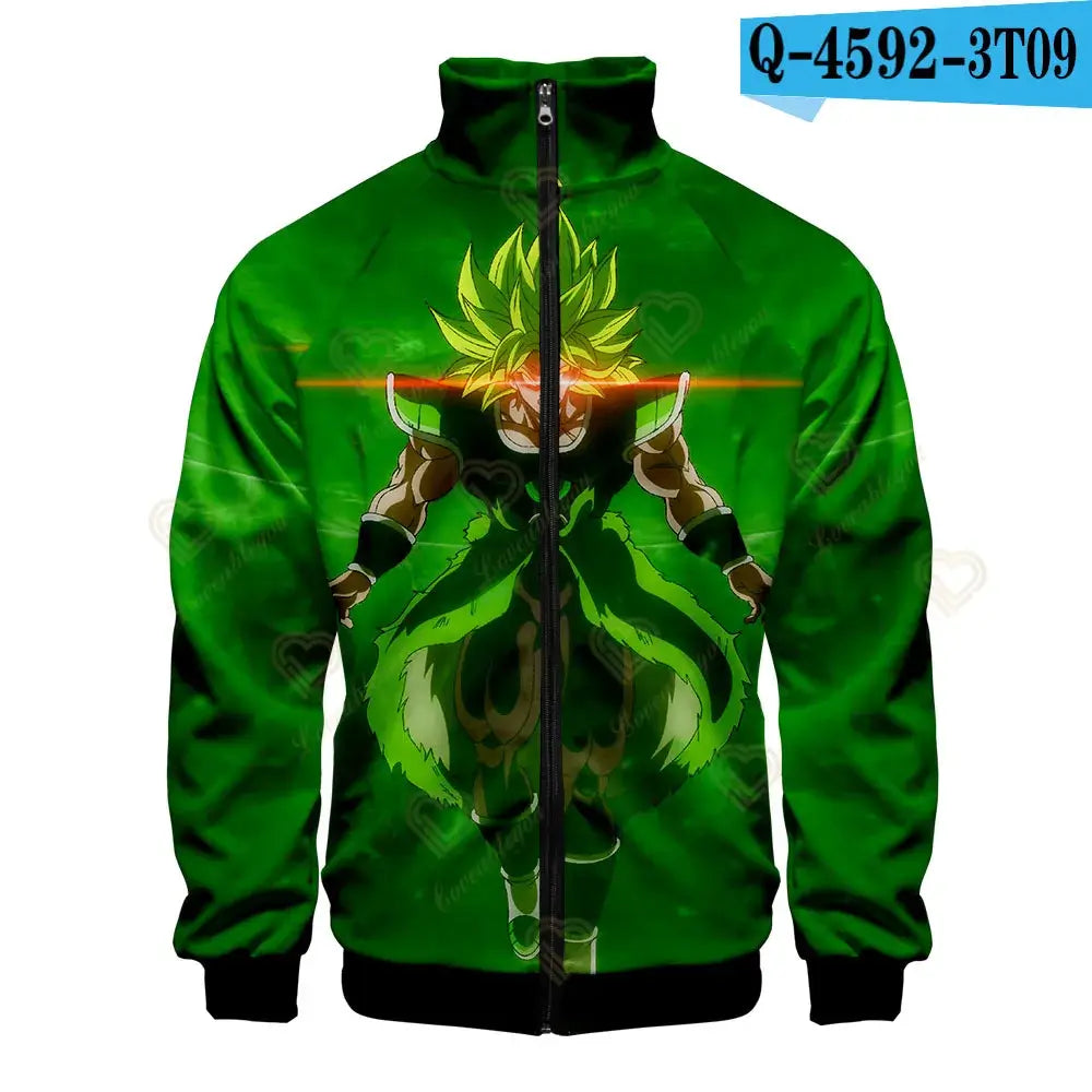 New Fashion Dragon Ball Print Stand Collar Zipper Hoodie Men Women Zipper Hoodies Jackets Long Sleeve Sport Hip Hop Sweatshirts, produit gaming premium Fraquane