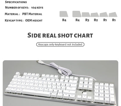 104 Keys Korean French Russian Spanish German Backlit Keycaps For Mx Switch Mechanical Keyboard OEM Profile ABS Key Caps DIY
