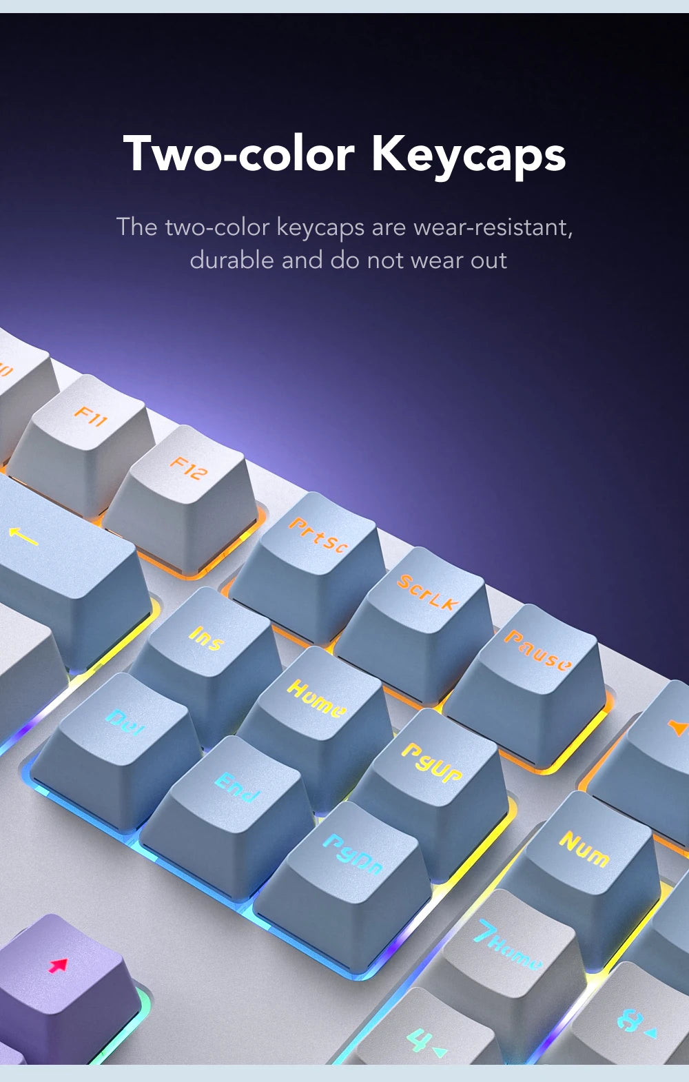 Teclado Gaming Mecânico com Fio de 108 Teclas e Retroiluminação RGB | Chip Gaming | Baixa Latência | Anti-Ghosting | para Jogadores de PC Win/Mac
