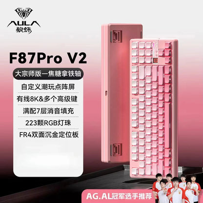 Teclado mecánico AULA F87 Pro V2 inalámbrico de 3 modos, batería de larga duración de 12000mAh, hot-swap, RGB Customi, teclado e-sports para gaming en PC