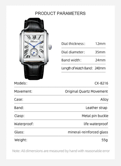 CHENXI 8216 Hot Selling Top Brand Business Men's Watch Quartz Military Calendar Waterproof Men's Leather Strap Elegant Clock