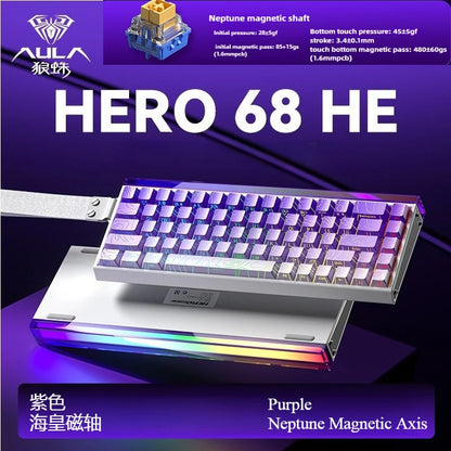 Magnetic Keyboard mechanical Aula Hero68he wired  RGB65% teclados gamer Hot-Swap pc 8000 Hz Polling Rate white clavier mecanique