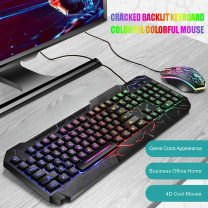 Computer Desktop Wired Gaming Keyboard Mouse Mechanical Feel LED Light Backlit Keyboard Mouse Combos