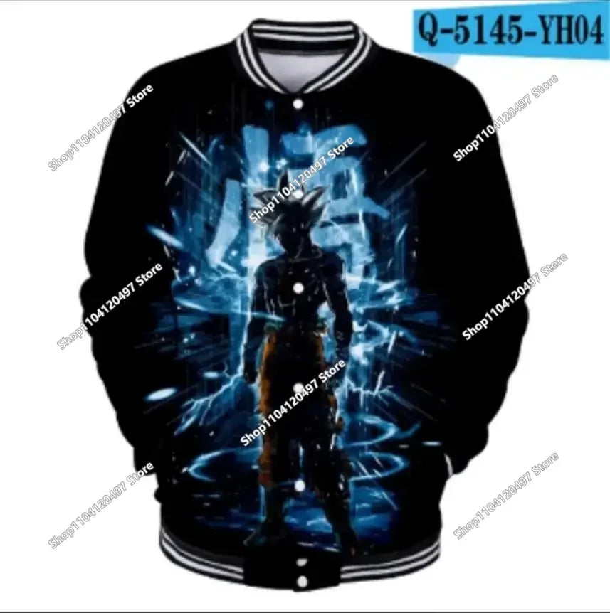 Neue japanische Anime Dragon Ball Z College-Jacke für den Herbst, lässiger Sweatshirt-Hoodie-Mantel, Marken-Baseballjacke