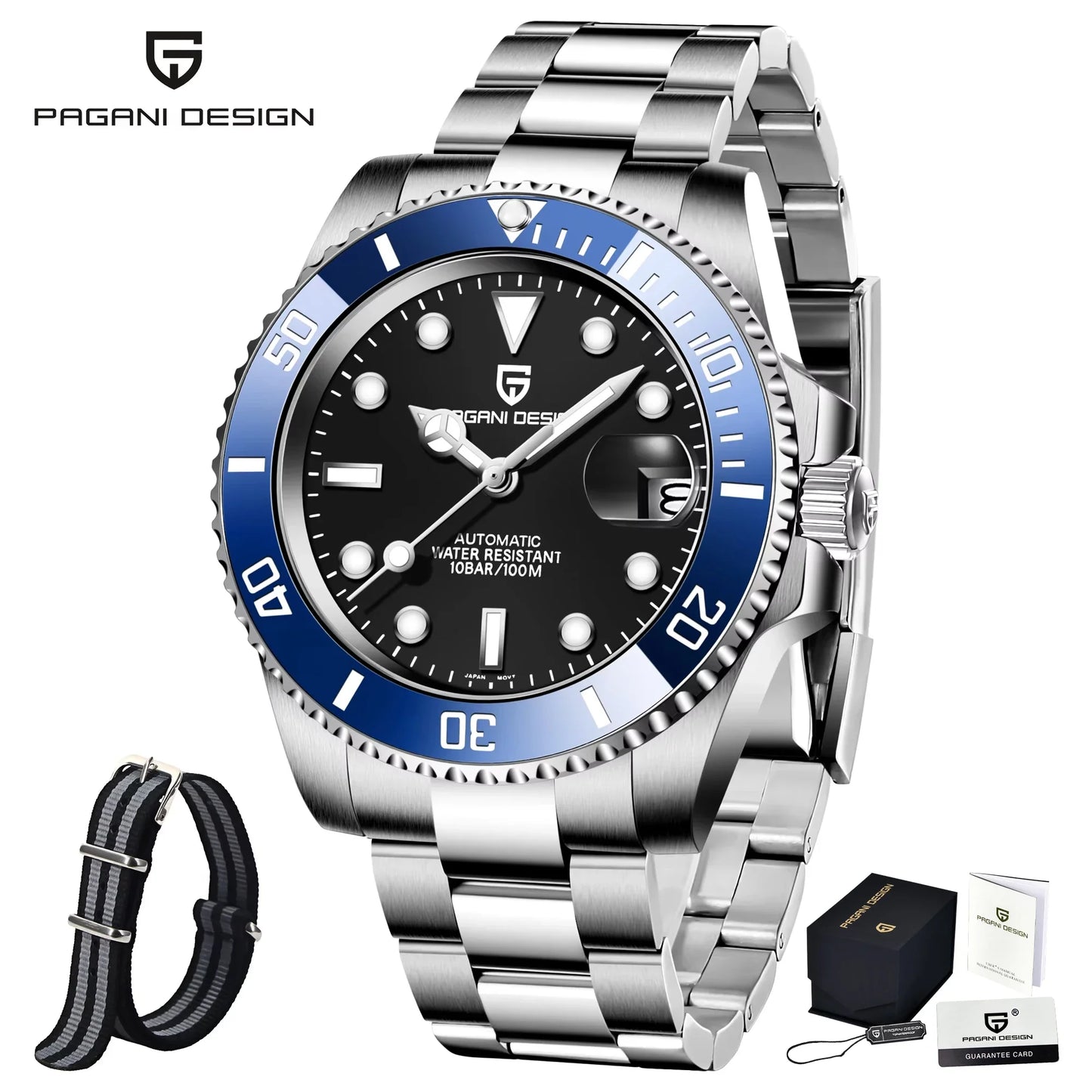 PAGANI DESIGN Men Automatic Mechanical Watch PD1661 8215 Dive Stainless Steel Waterproof Clock Sapphire Reloj Hombre