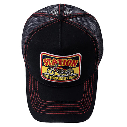 Unisex καπέλο Trucker με πλέγμα, κλασικό μοτίβο μοτοσικλέτας, αναπνεύσιμο καλοκαιρινό καπέλο μπέιζμπολ, καπέλο streetwear για άνδρες και γυναίκες