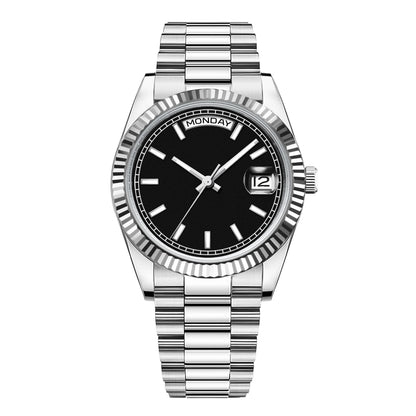 Orologio meccanico da uomo CORGEUT NH36 con indicazione di giorno e data, bracciale President, cassa in acciaio, lunetta arcuata filettata, impermeabile