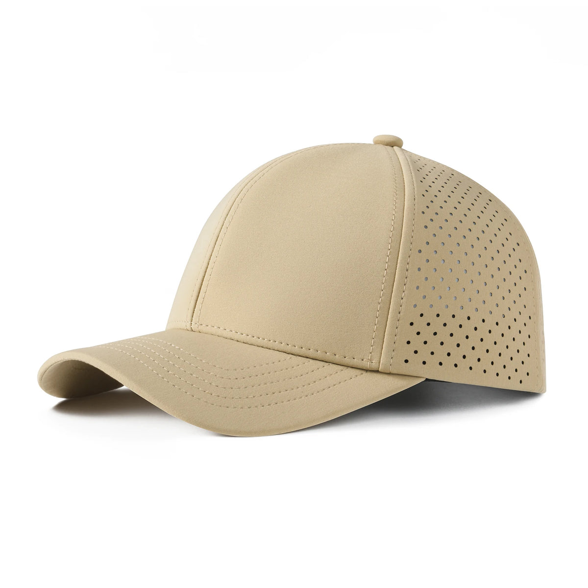 VOBOOM Herren-Baseballkappe mit Schnell-Trocknungsfunktion, lasergeschnittenem Netzstoff, gewölbter Krempe und Snapback-Verschluss – für Outdoor, Laufen und Reisen – schwarze Kappe