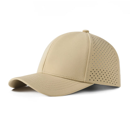 VOBOOM Herren-Baseballkappe mit Schnell-Trocknungsfunktion, lasergeschnittenem Netzstoff, gewölbter Krempe und Snapback-Verschluss – für Outdoor, Laufen und Reisen – schwarze Kappe