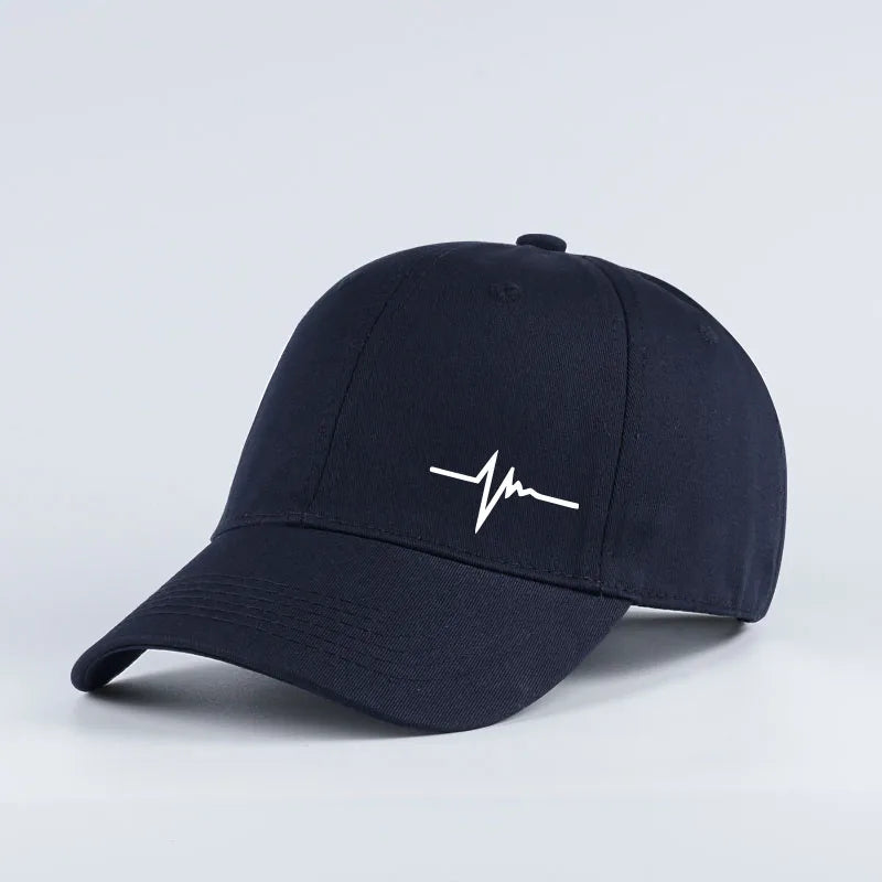 Heartbeat ECG Lifeline Print Baseball Cap Men Women Adjustable Dad Hat Minimalist Casual Sport Sun Hat