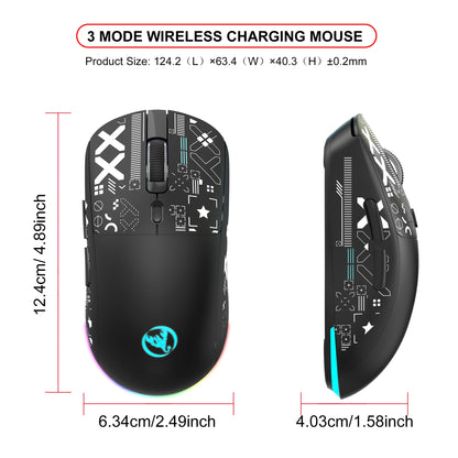 RGB Wireless Gaming Mouse With Charging Dock 3-Mode Connection Silent Buttons Long-Lasting Rechargeable Battery for PC Laptop