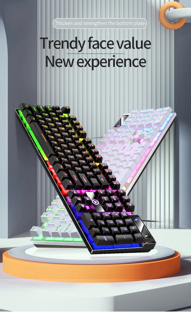 Wired USB Gaming Keyboard with Backlight, 104 Key Gamer Keyboard for Computer/Laptop/PC, Ergonomic Design, Office Gaming Accessory