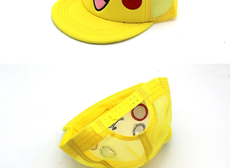 Cartoon Pikachu Cosplay Baseball Hat with Ears Cute Pokemon Baseball Cap for Adults Kids Costume Party Gift