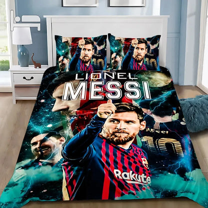 Conjunto de Roupa de Cama Estrela de Futebol M-messis com Capa de Edredão e Fronha para Adulto, Rapaz e Rapariga, Decoração de Quarto Infantil, Tamanho Individual, Duplo e Grande