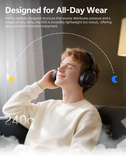 Cuffie over-ear QCY H3S ANC Bluetooth 6.0 – Hi-Res LDAC Spatial Audio, cancellazione adattiva del rumore -56dB, headset wireless