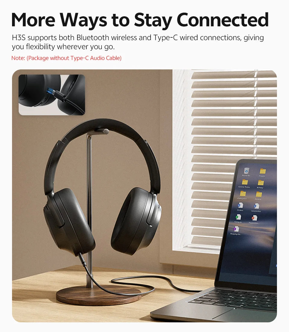 Cuffie Bluetooth 6.0 Over-Ear QCY H3S con ANC adattivo -56dB – Headset wireless Hi-Res LDAC, batteria 102H, audio spaziale Dual Driver