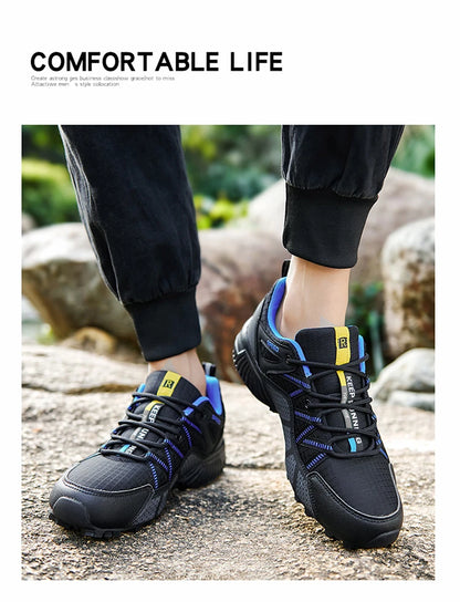 Zapatillas de senderismo para hombre, calzado deportivo todoterreno para exteriores, malla transpirable, antideslizantes y resistentes al desgaste, zapatillas de senderismo y ciclismo outdoor