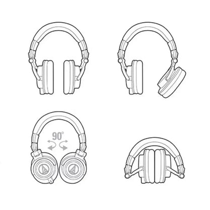 Original Audio-Technica ATH-M50x Professional Studio Monitor Hi-Fi Sound Foldable Design Headphones Over-Ear Wired Headset