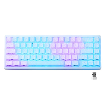 Teclado Mecânico Sem Fios XVX M67 JadeStone com Teclas IMD-Tech Tri-Mode, Teclado Gamer Branco Topographic com Design Gasket