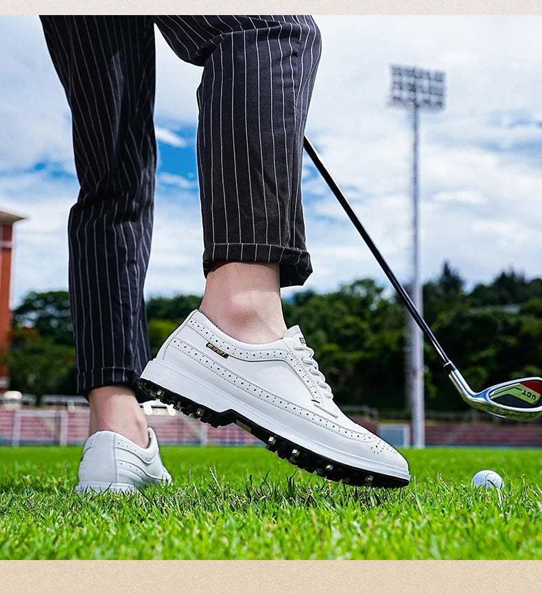 Professionelle golfsko til mænd i læder af høj kvalitet, åndbare sportssko til golfkonkurrence og træning, plus size-sko 39-47#