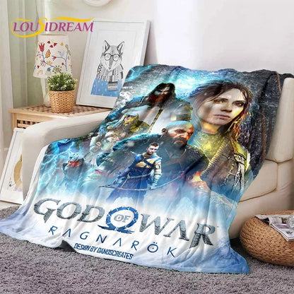 God of War Games Kratos Cartoon 3D Soft Blankets,Keep Warm Throw Blanket Comfortable Blanket for Picnic Beds Sofa Home Bedroom