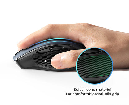 UGREEN kabellose Maus Bluetooth 5.0, ergonomische Maus 4000DPI mit 6 leisen Tasten, für MacBook, Tablet, Laptops, Computer, PC, 2.4G-Maus