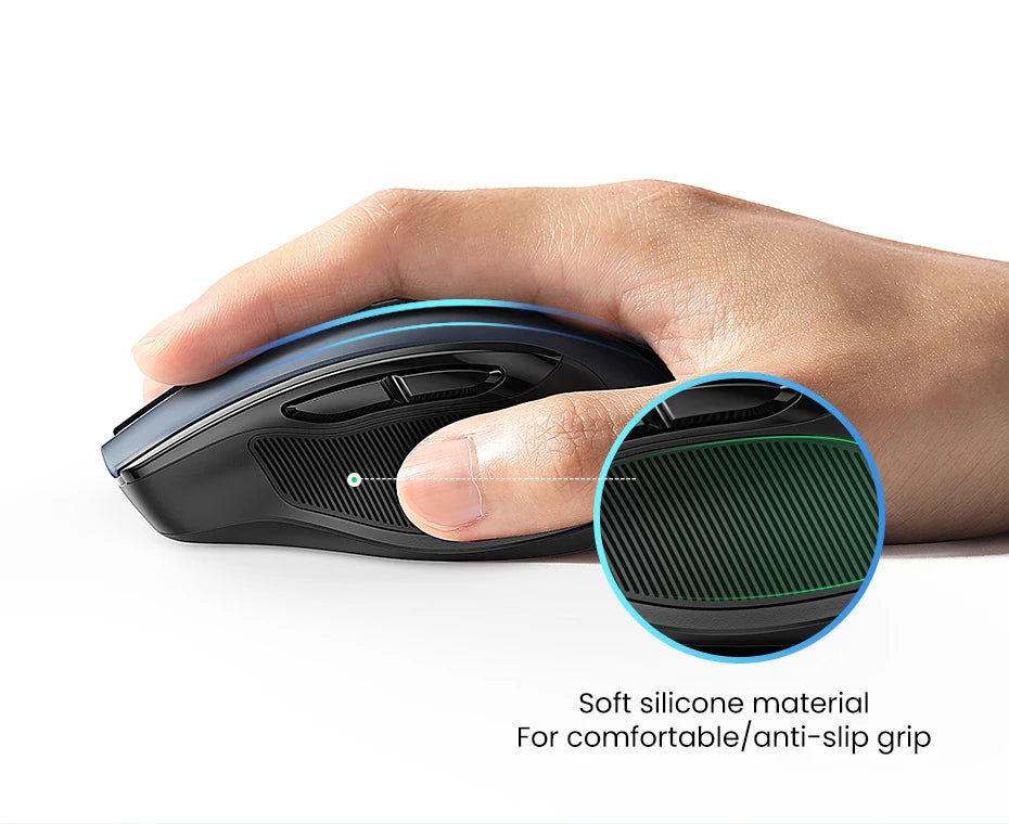 Mouse wireless UGREEN Bluetooth 5.0 ergonomico 4000DPI con 6 pulsanti silenziosi, per MacBook, tablet, laptop, computer e PC, mouse 2.4G