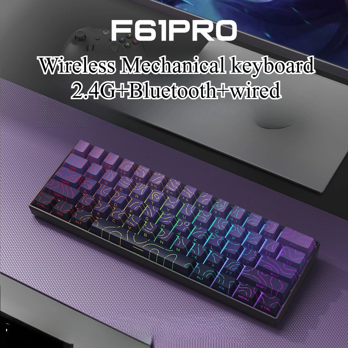 Bluetooth Wireless Mechanical Keyboards RGB Gamer Keyboard for Tablet Mechanical 60% iPad Backlit Mini USB Keyboard