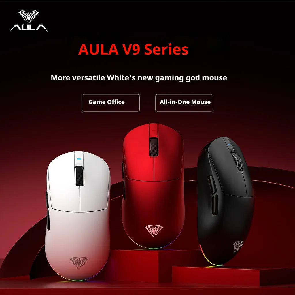 Aula V9 Ultra Wireless – bezprzewodowa mysz gamingowa e-sportowa, podwójne 8k, 3 tryby, PAW 3950, 8k, 55g, lekka ergonomiczna mysz, personalizowane akcesorium PC