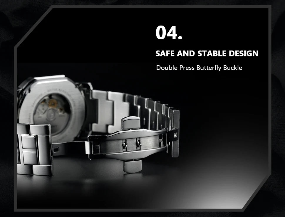 BERNY Men's Mechanical Watch, Top Accuracy, Automatic Wristwatch, Luxury Male Clock, Sapphire, Self-Winding, Waterproof