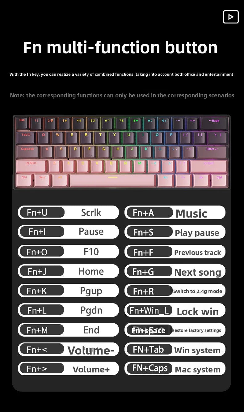 Bluetooth Wireless Mechanical Keyboards RGB Gamer Keyboard for Tablet Mechanical 60% iPad Backlit Mini USB Keyboard