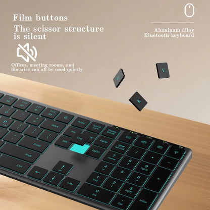 Backlight Bluetooth Keyboard Multi-Device Full Size Wireless Keyboard with Number Pad, Rechargeable Slim Multimedia Keyboard