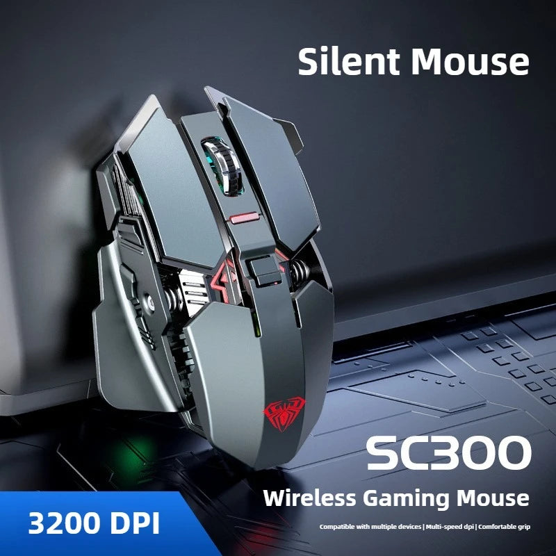 2025 Neue SC300 kabellose 2.4G Gaming-Maus RGB 3200dpi wiederaufladbare leise mechanische E-Sports-Maus für Desktop-Computer und Laptop