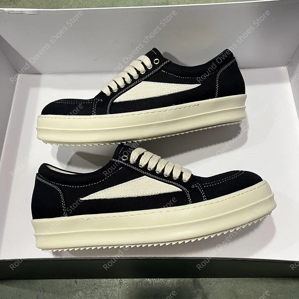 Casual Shoes Men Low Top Quality Denim Lace Up Thick Sole Luxury Designer Hip-hop Dunk Sport Trainers Women Summer Flat Sneakers