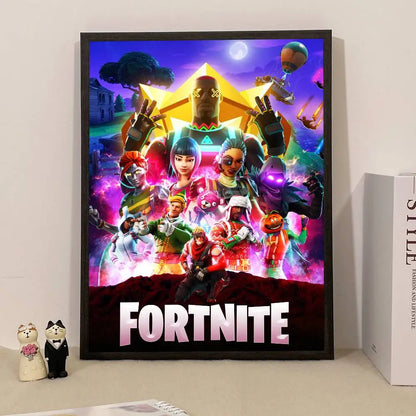 Poster de Jogo F-Fortnite Surpresa — Decoração de Casa, Quadro de Parede para Escritório e Sala de Estar