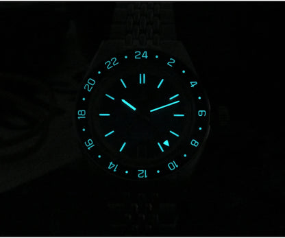 Orologio da uomo automatico San Martin 39.5mm Limited Edition con quadrante Full Lume, NH34 GMT, data a ore 6, 10Bar, Kol Saati di lusso SN0116W