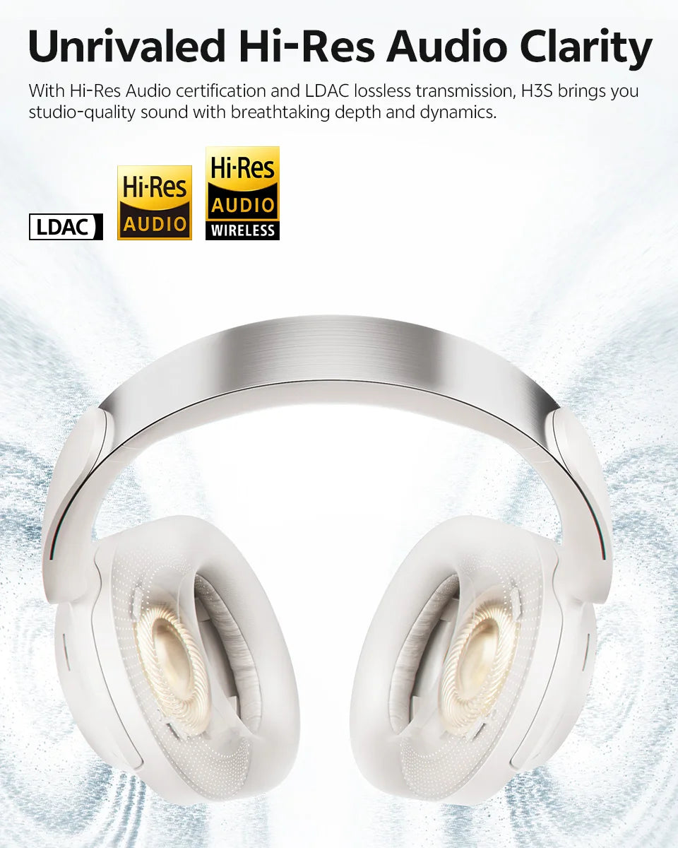 Cuffie over-ear QCY H3S ANC Bluetooth 6.0 – Hi-Res LDAC Spatial Audio, cancellazione adattiva del rumore -56dB, headset wireless