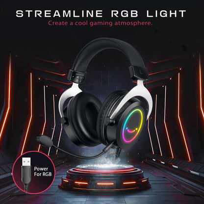 FIFINE Gaming Headset with Stereo Sound/Detachable MIC/RGB/Line Control, Over-Ear Headphone for PC PS4 PS5 Xbox -AMPLIGAME H3