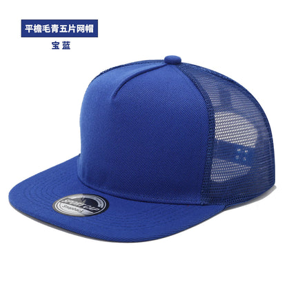 New style hip-hop baseball cap, best-selling, sun protection cap for beach, duckbill cap, light blue flat brim mesh cap