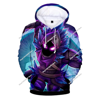 Sweatshirt com capuz Fortnite 3D com estampagem digital, folgado e confortável, novidade de outono