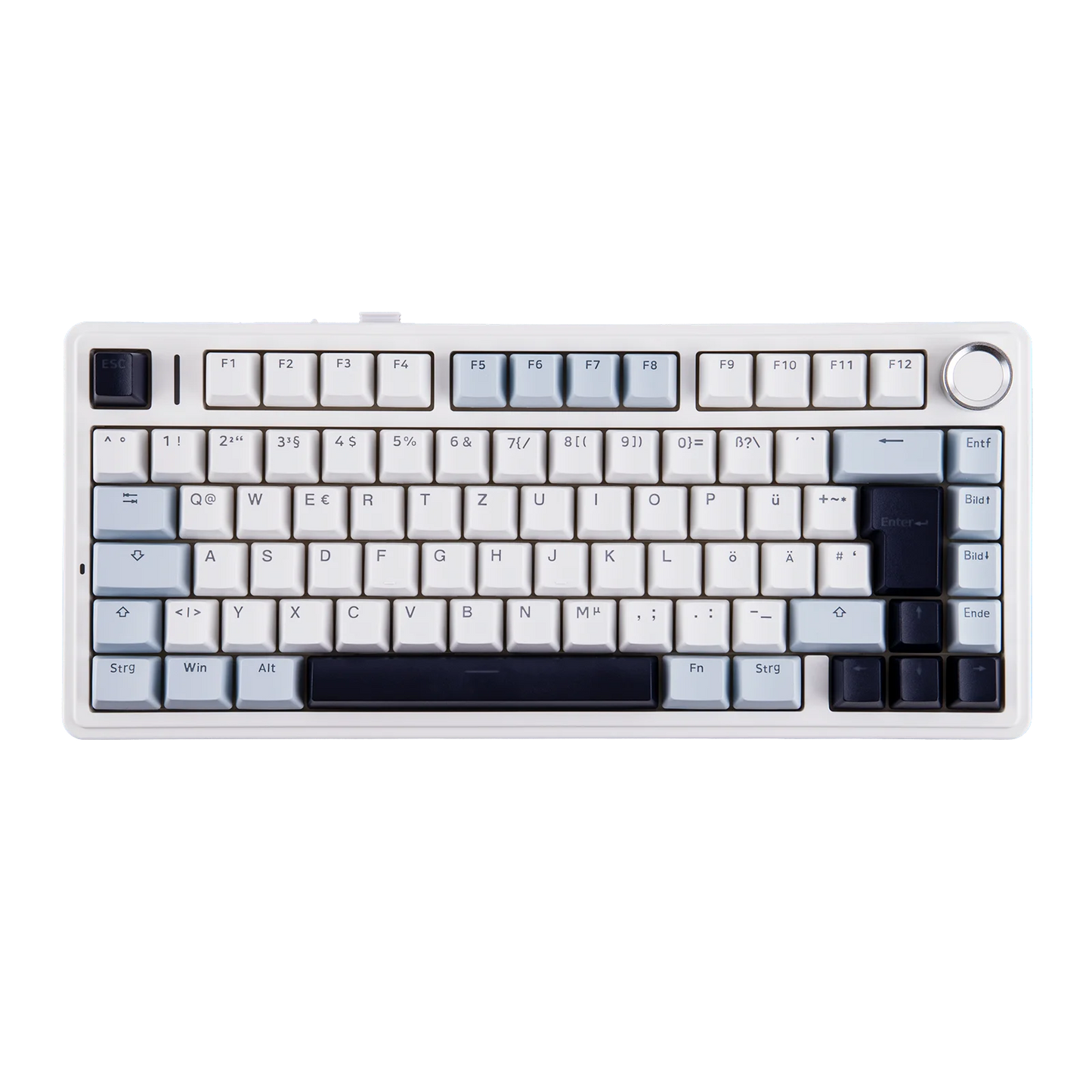 Teclado mecânico sem fios EPOMAKER x AULA F75 ISO-DE com conectividade tri-modo, layout alemão QWERTZ e bateria de 4000 mAh