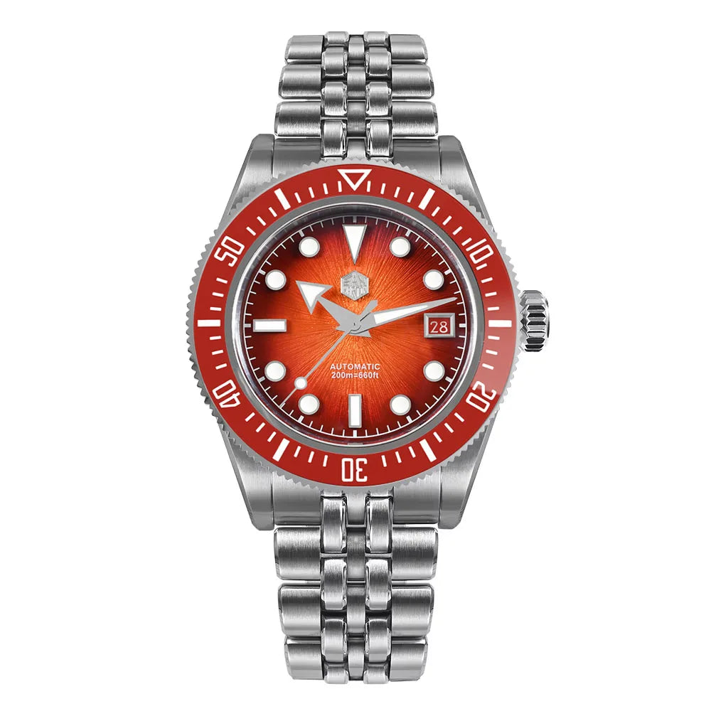 San Martin 40mm Luxus-Taucheruhr für Herren, Miyota 9015, Sunburst-Emaille-Zifferblatt, automatische mechanische Armbanduhr, wasserdicht bis 200m, SN0148