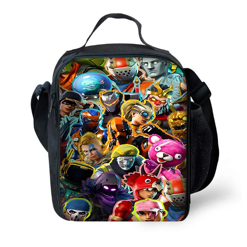 Saco Térmico Infantil de Grande Capacidade F-FortniteS Hot Game para Menino, Menina e Estudante, para Piquenique ao Ar Livre — Lancheira Térmica Reutilizável
