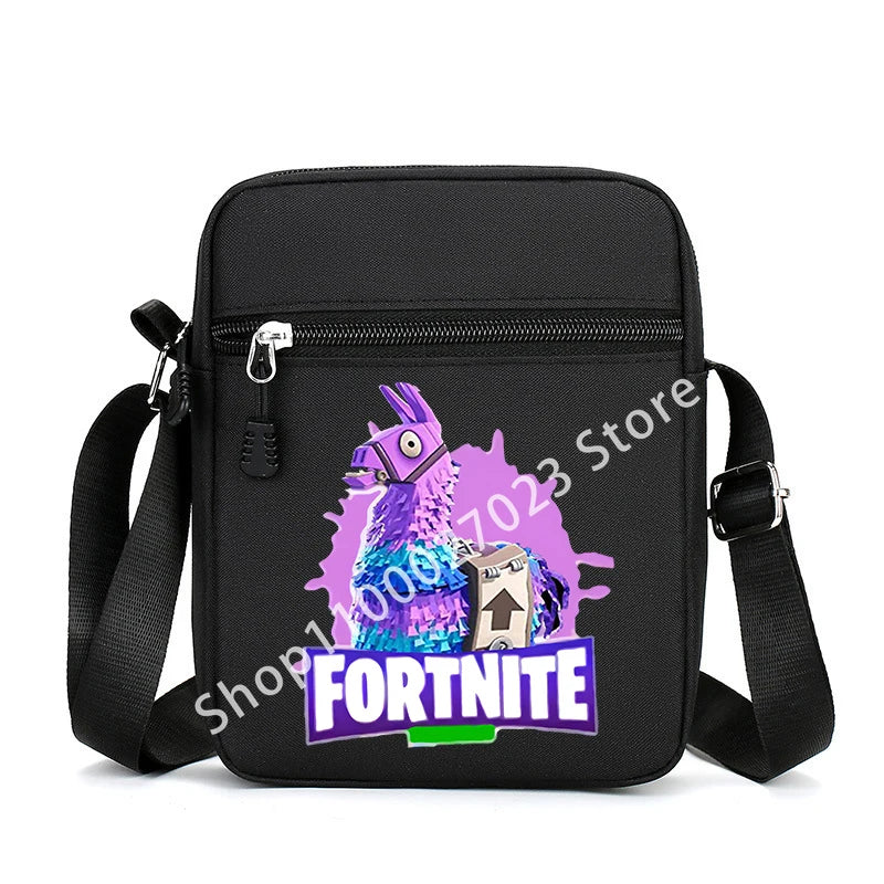 Mala de ombro Fortnite para homem adulto, estilo cartoon e anime, mala tiracolo quadrada em lona para homem e mulher, moda, viagem, desporto, presente de aniversário adorável