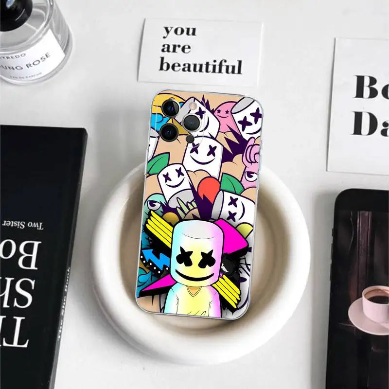 Capa de Telemóvel em TPU Macio Transparente Estilo Cartoon B-Battle-R-Royales-F-FortniteS para iPhone 17 16 15 14 13 12 11 Pro Max Plus