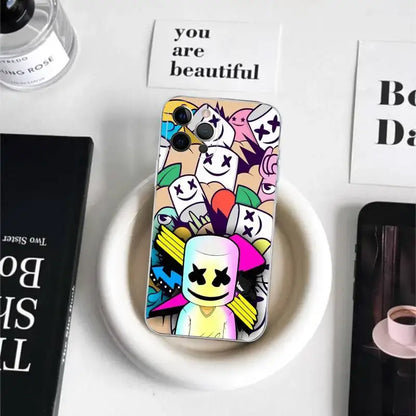 Capa de Telemóvel em TPU Macio Transparente Estilo Cartoon B-Battle-R-Royales-F-FortniteS para iPhone 17 16 15 14 13 12 11 Pro Max Plus