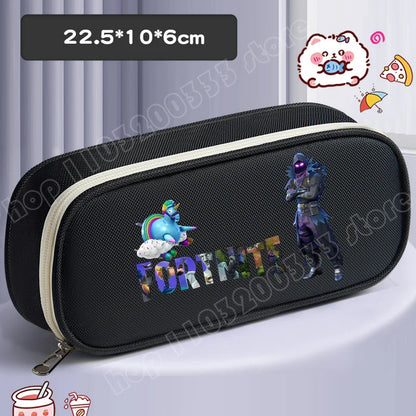 Fortnite Pencil Case Cartoon Character Print Pencil Pouch Canvas Stationery Bag Fashion Student Stationery Box Birthday Gifts