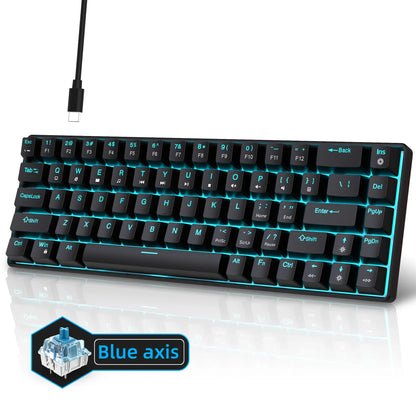Teclado mecânico gaming 60% USB com teclas brancas, mini teclado gamer ergonómico para computador, retroiluminado, música, teclado para PC