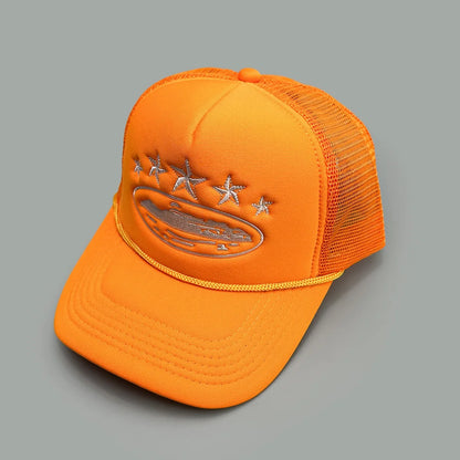 Cruise Ship Pattern Baseball Cap Summer Five-star Mesh Cap for Men and Women Outdoor Beach Sun Protection Trucker Baseball Caps
